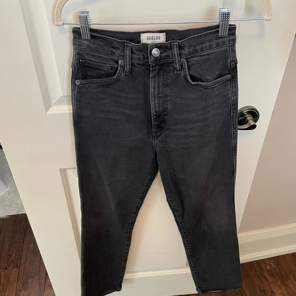 Pinch Waist High Rise Kick Flare in Panoramic AGOLDE 25 black - Picture 4 of 13